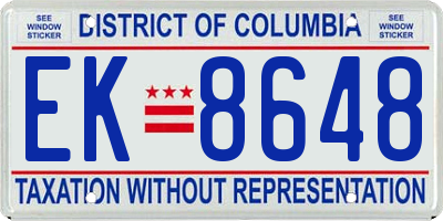 DC license plate EK8648