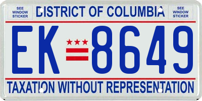 DC license plate EK8649