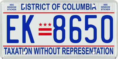 DC license plate EK8650