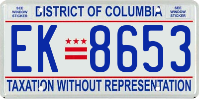 DC license plate EK8653