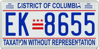 DC license plate EK8655