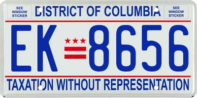 DC license plate EK8656