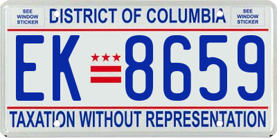 DC license plate EK8659