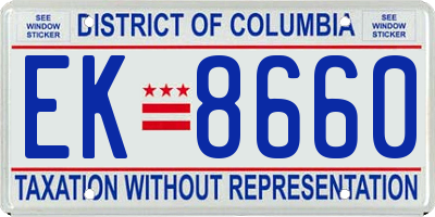 DC license plate EK8660