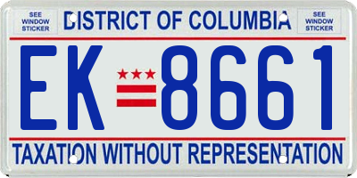 DC license plate EK8661