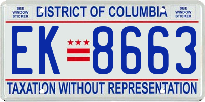 DC license plate EK8663