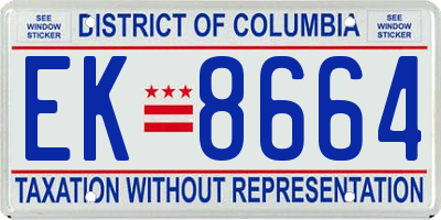 DC license plate EK8664