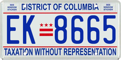 DC license plate EK8665