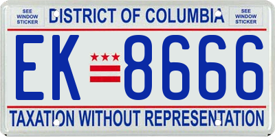 DC license plate EK8666