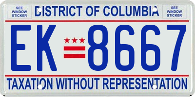 DC license plate EK8667