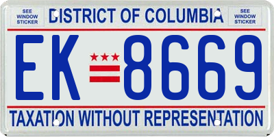 DC license plate EK8669