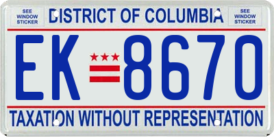 DC license plate EK8670