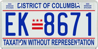 DC license plate EK8671