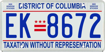 DC license plate EK8672