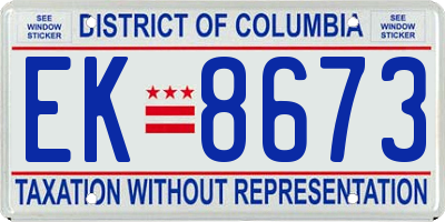 DC license plate EK8673