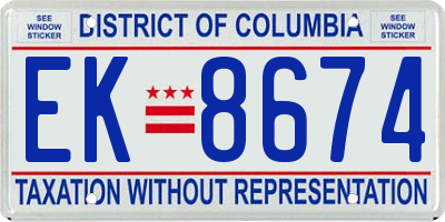 DC license plate EK8674