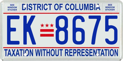 DC license plate EK8675