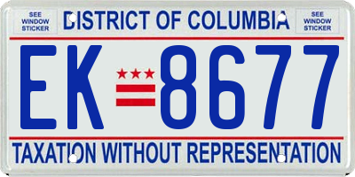 DC license plate EK8677