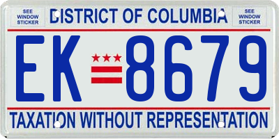 DC license plate EK8679