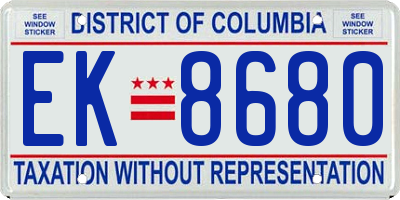 DC license plate EK8680