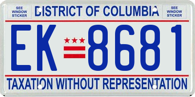 DC license plate EK8681