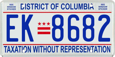 DC license plate EK8682