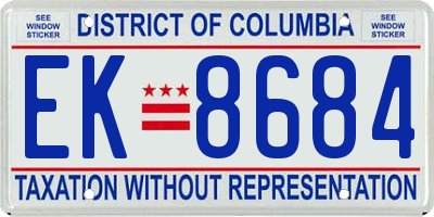 DC license plate EK8684