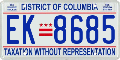 DC license plate EK8685