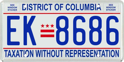 DC license plate EK8686