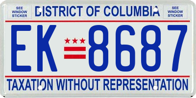 DC license plate EK8687