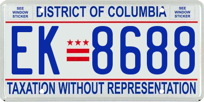 DC license plate EK8688