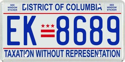 DC license plate EK8689