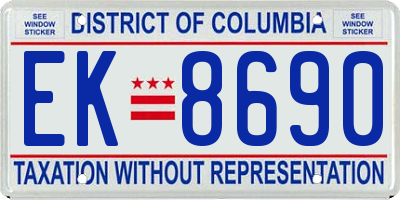 DC license plate EK8690