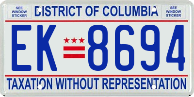 DC license plate EK8694