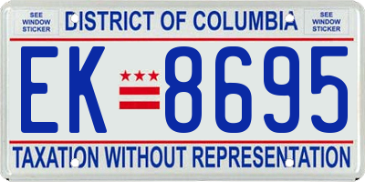 DC license plate EK8695