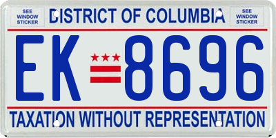 DC license plate EK8696