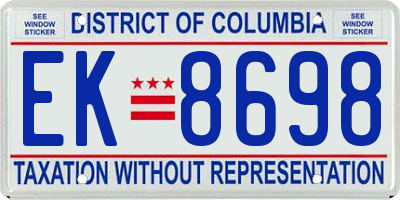 DC license plate EK8698