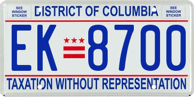 DC license plate EK8700