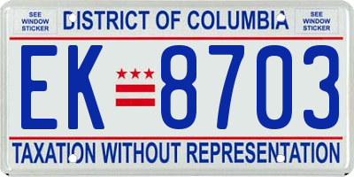 DC license plate EK8703