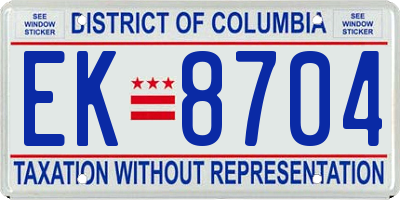 DC license plate EK8704