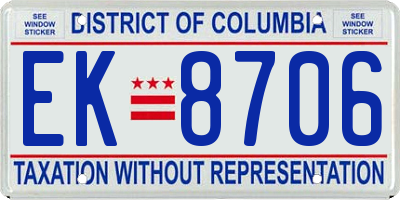 DC license plate EK8706