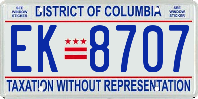 DC license plate EK8707