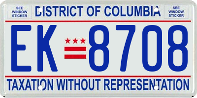 DC license plate EK8708