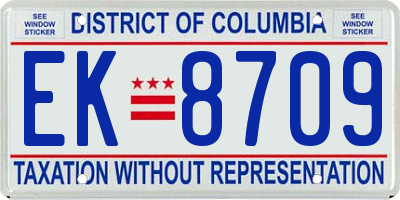 DC license plate EK8709