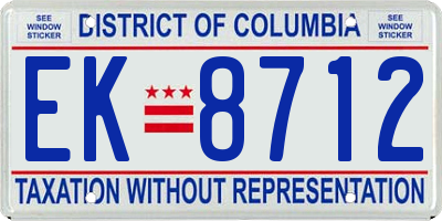 DC license plate EK8712