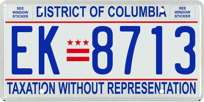 DC license plate EK8713