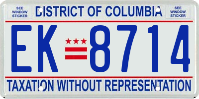 DC license plate EK8714