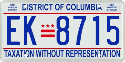 DC license plate EK8715