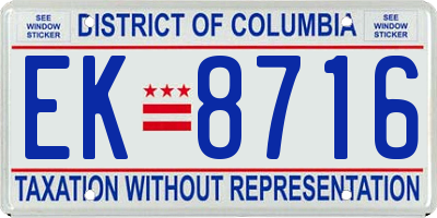 DC license plate EK8716