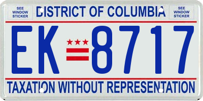 DC license plate EK8717